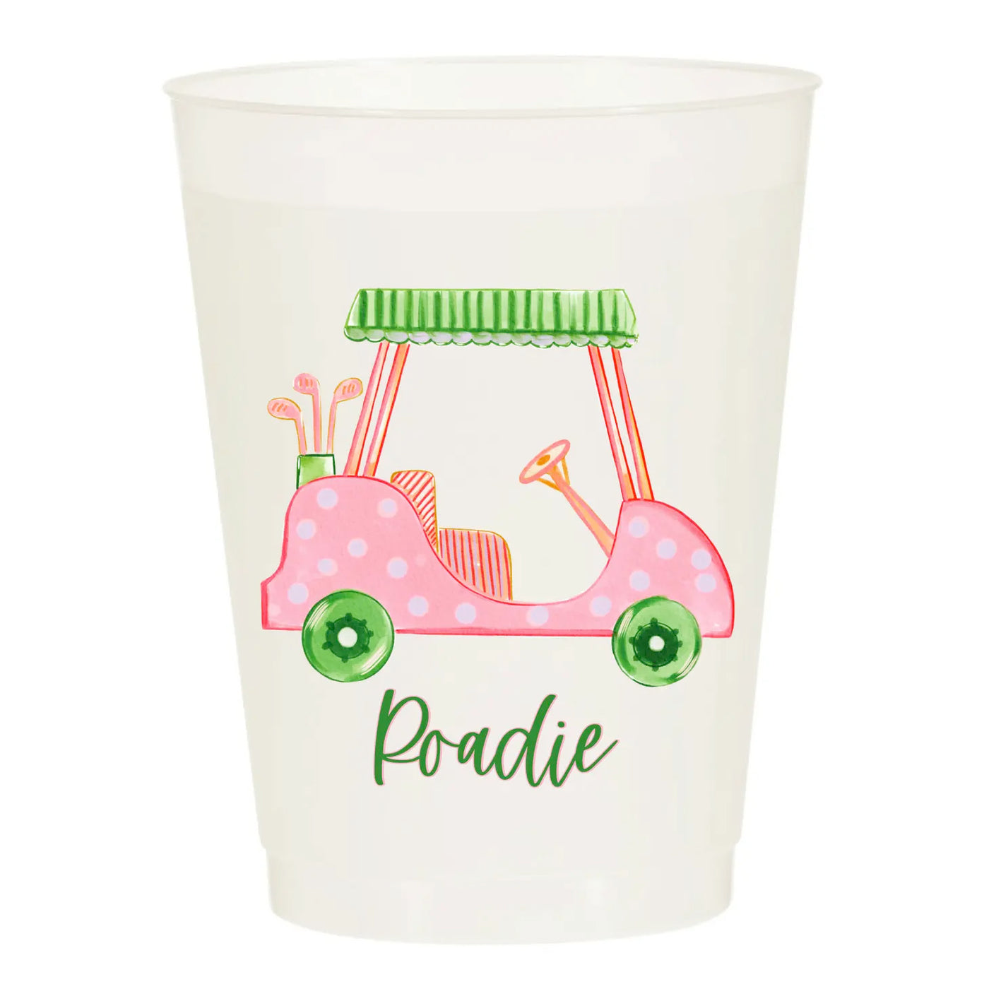 Girly Golf Cart Roadie Pink Reusable Cups (Set of 6)